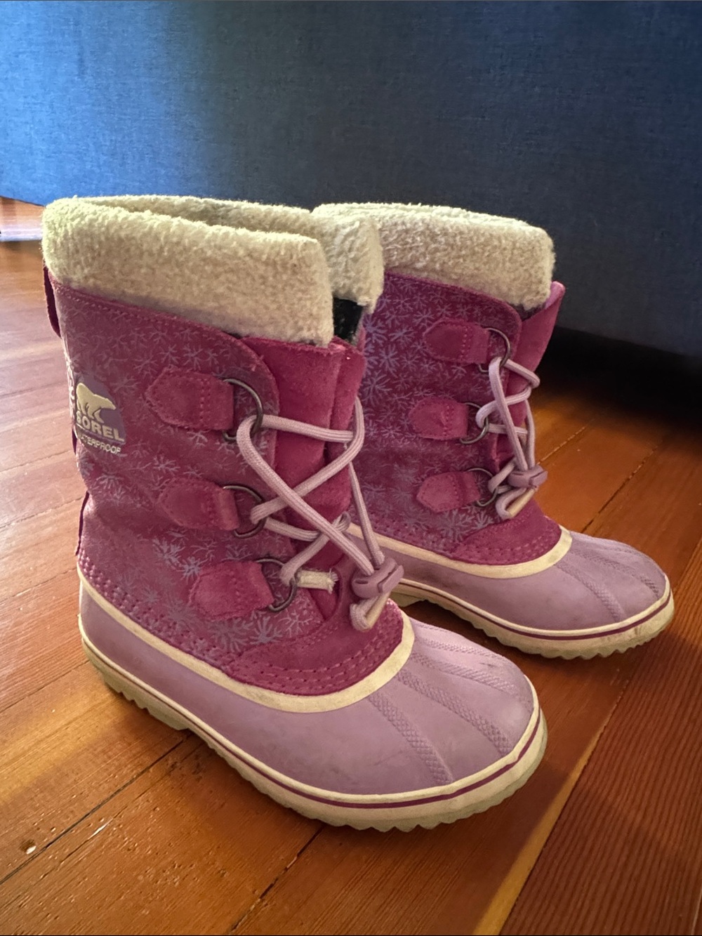 Sorel Purple and Lavender Kids Winter Boots with Sherpa Cuff